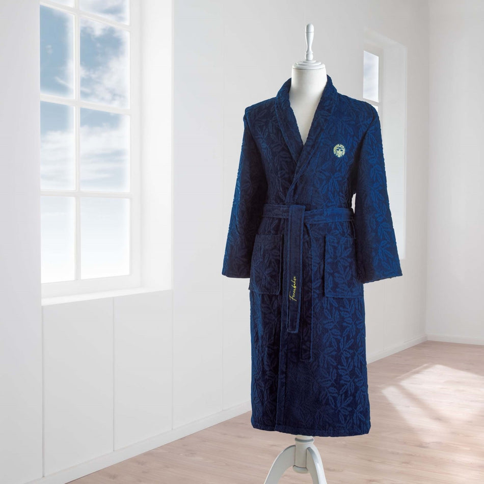 Tac Licensed Fenerbahce Jacquard Cotton Adult Bathrobe Navy Blue - MALLTURK