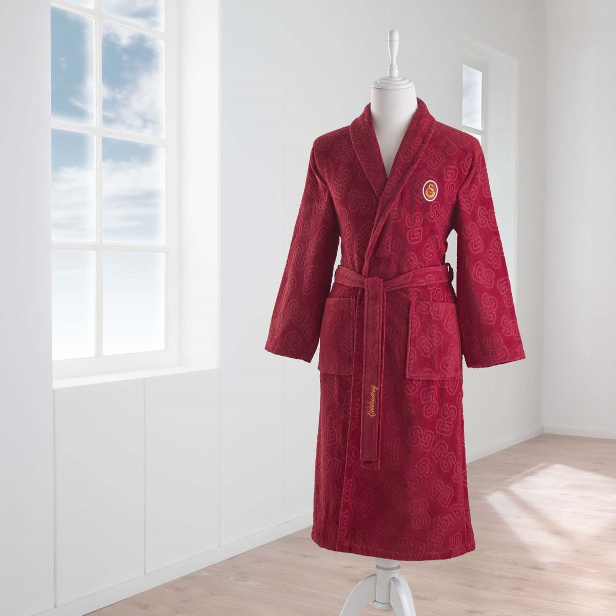 Tac Licensed Galatasaray Jacquard Cotton S Adult Bathrobe Red - MALLTURK