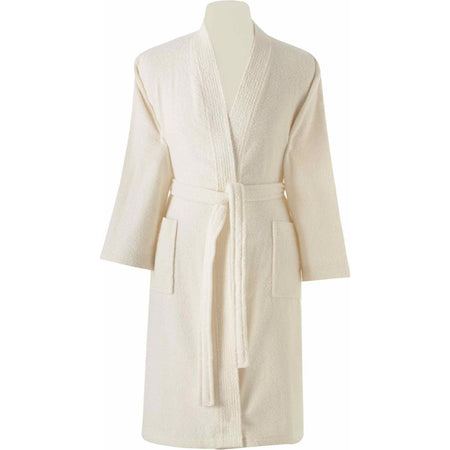 Tac Cotton Shawl Collar S/M Bathrobe Ecru - MALLTURK