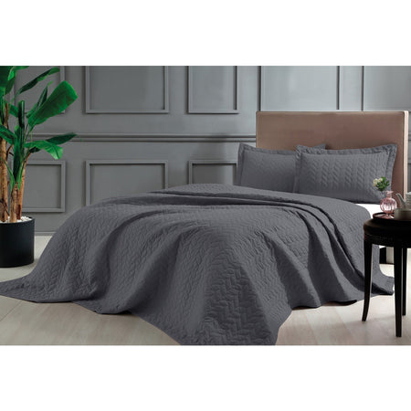 Tac Glory Single Bedspread Set, Anthracite Pattern, Stylish Design with 100% Polyester Material. - MALLTURK