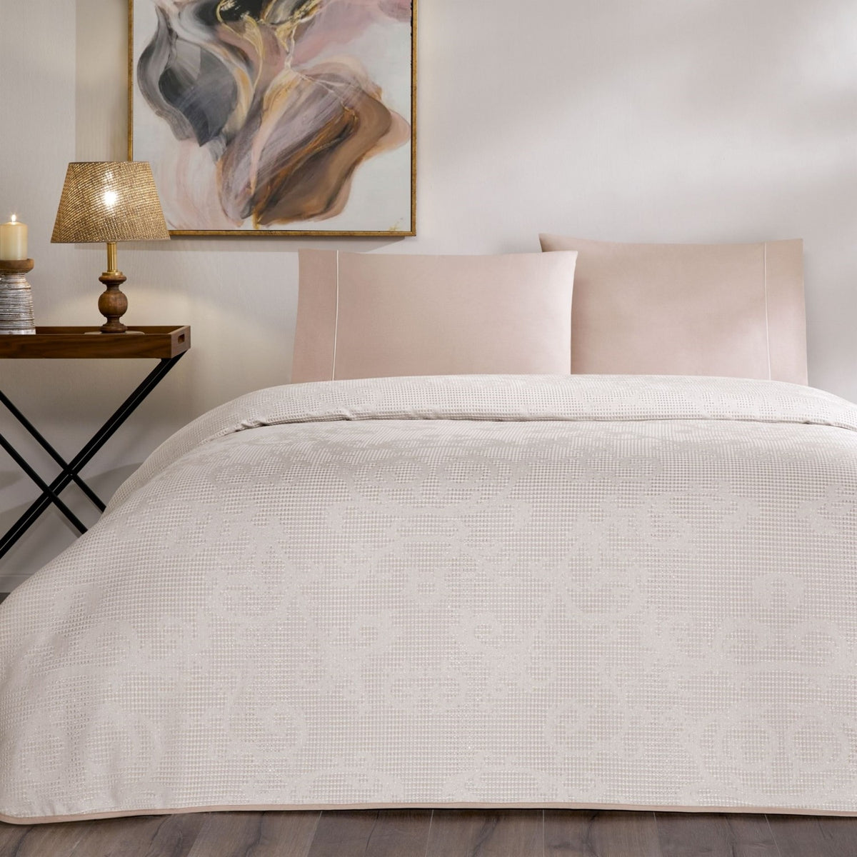 Tac Jacquard tresor Double Pique Bedding Set Powder Pink - MALLTURK