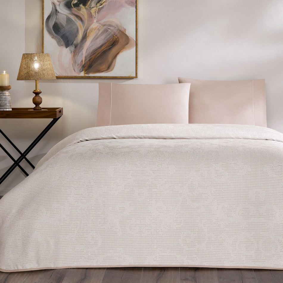 Tac Jacquard tresor Single Pique Bedding Set Powder Pink - MALLTURK