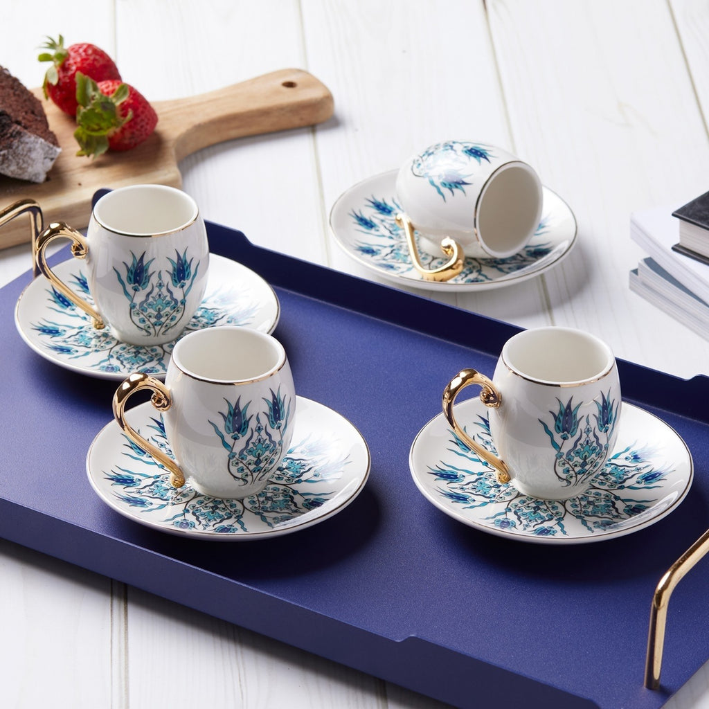 Karaca Iznik Turkish Coffee Cup Set for 6, 80 ml