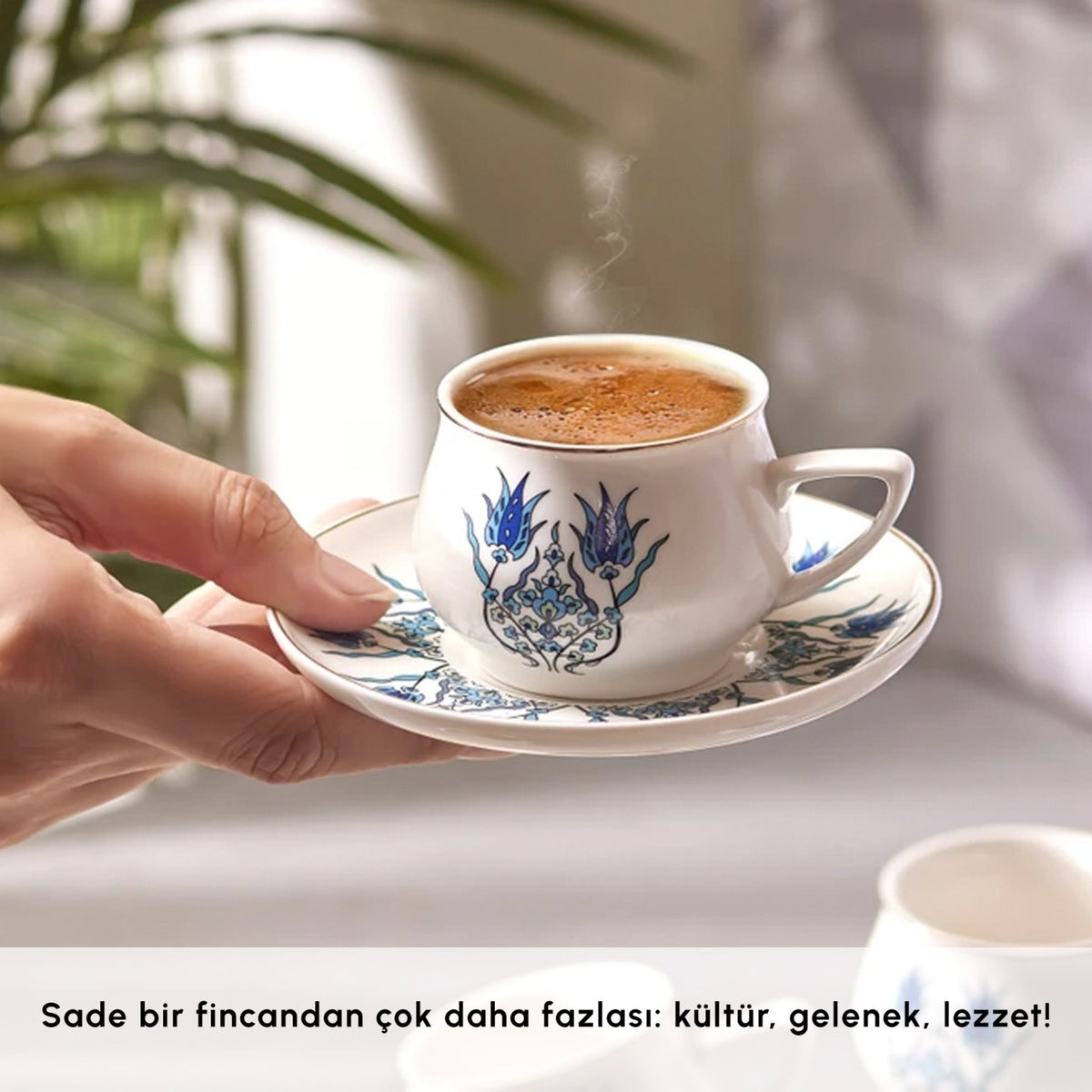 Karaca Iznik New Form Turkish Coffee Cup Set for 6, 100 ml - MALLTURK