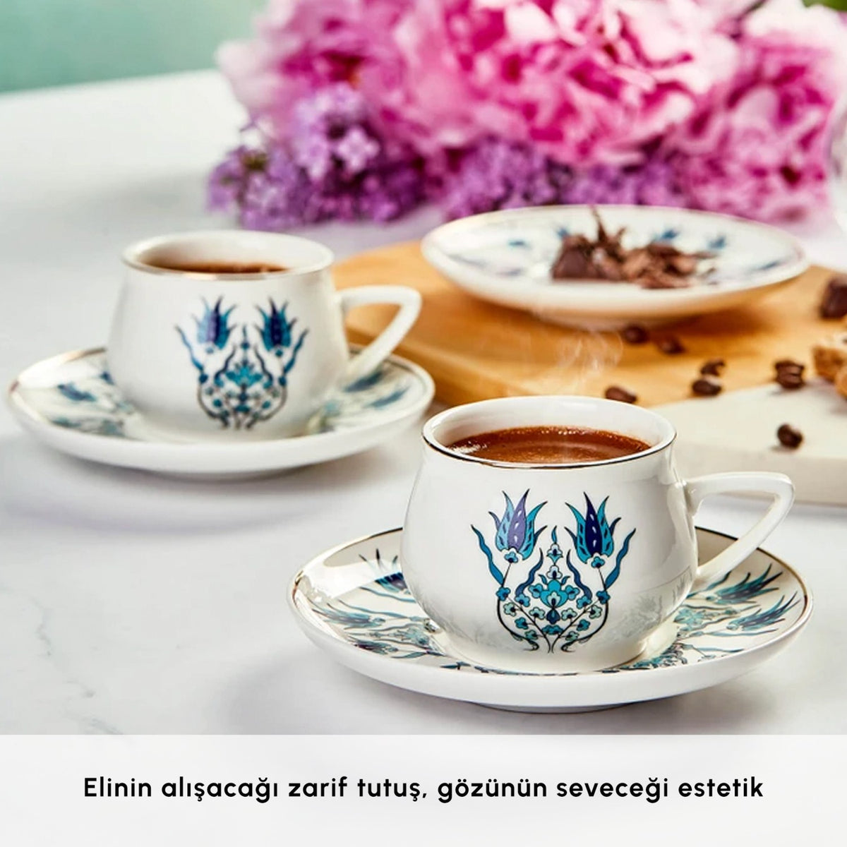 Karaca Iznik New Form Turkish Coffee Cup Set for 6, 100 ml - MALLTURK