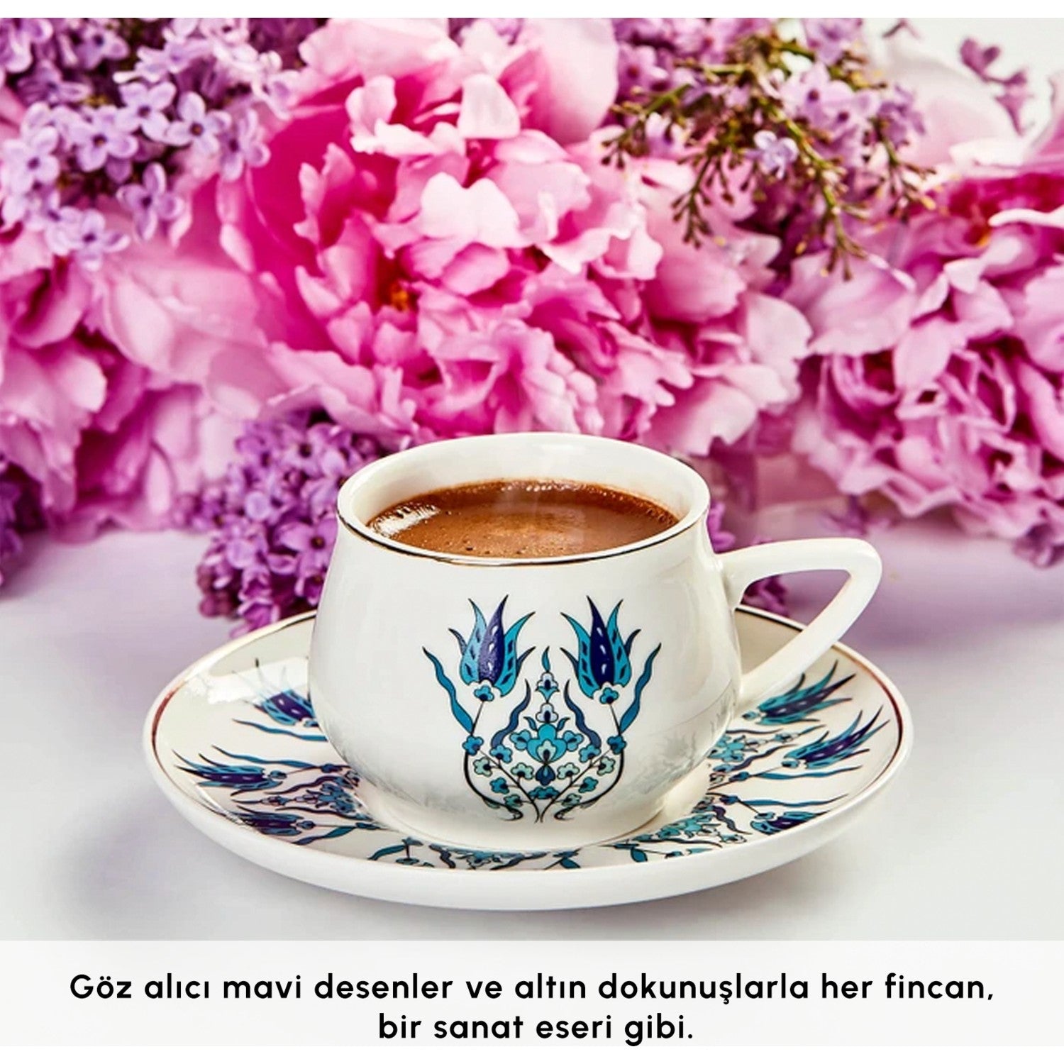 Karaca Iznik New Form Turkish Coffee Cup Set for 6, 100 ml