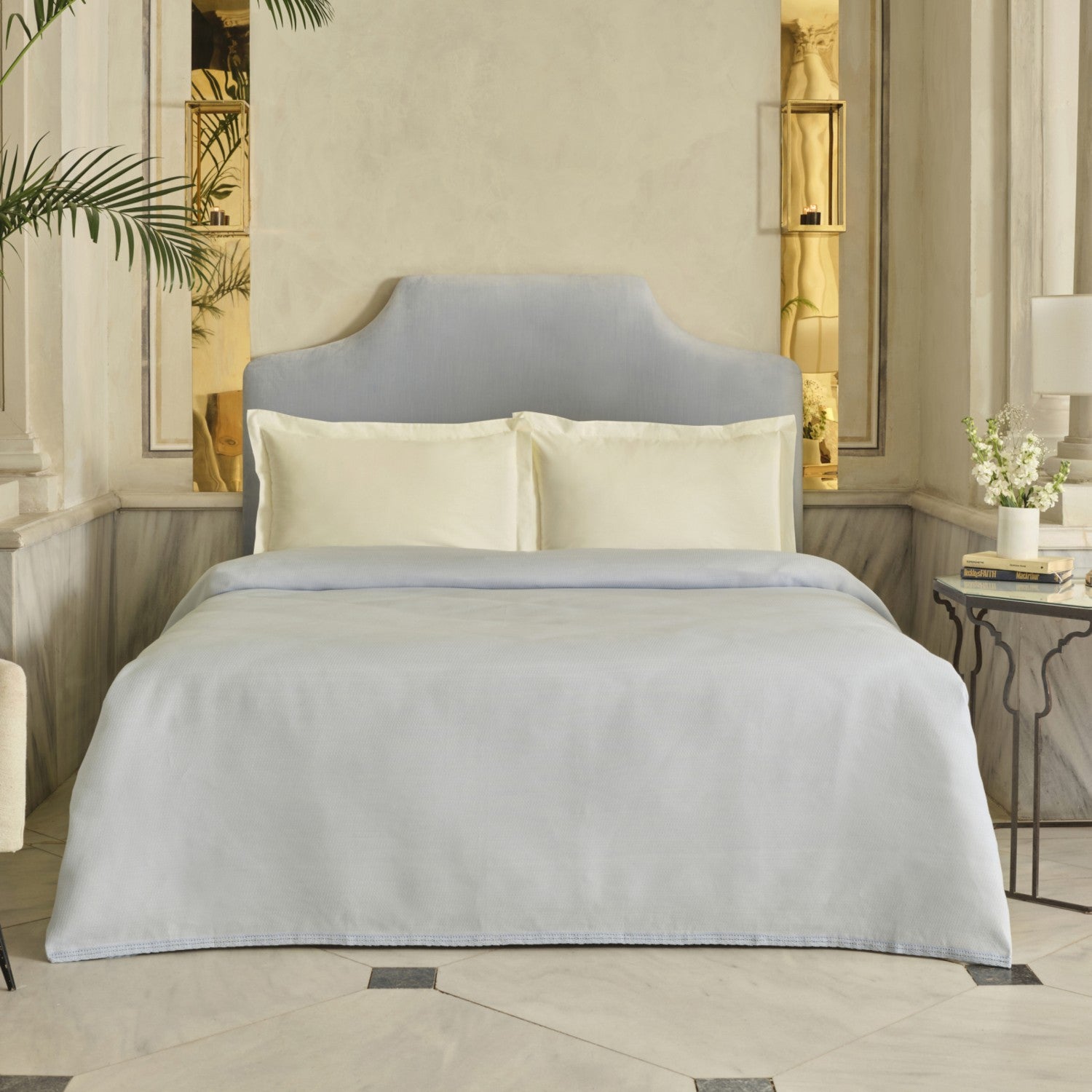 Karaca Home Alya Fistolu Bamboo Double Bedspread Blue - MALLTURK