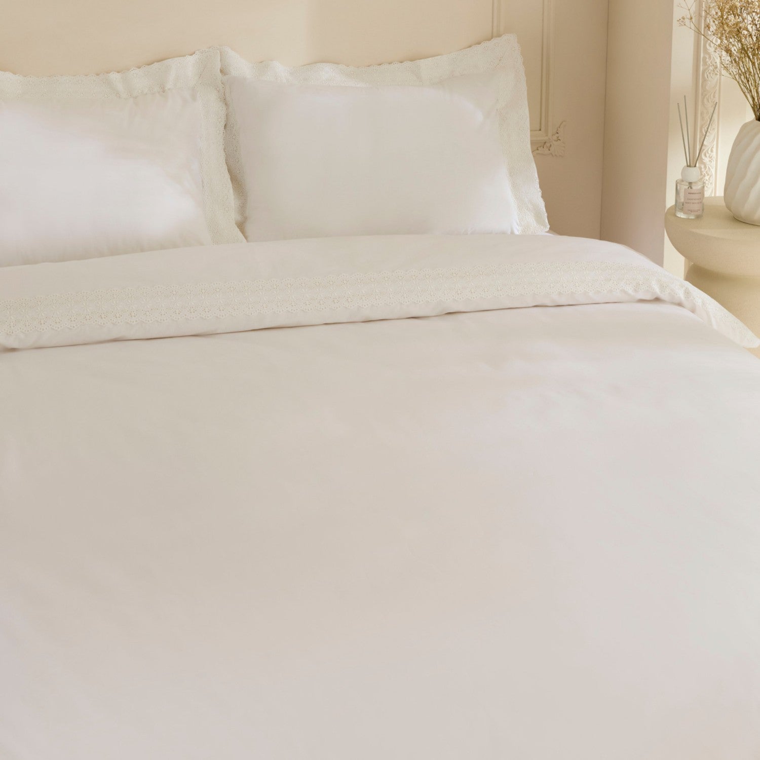 Karaca Home Eloras %100 Cotton Double Duvet Cover Set White - MALLTURK