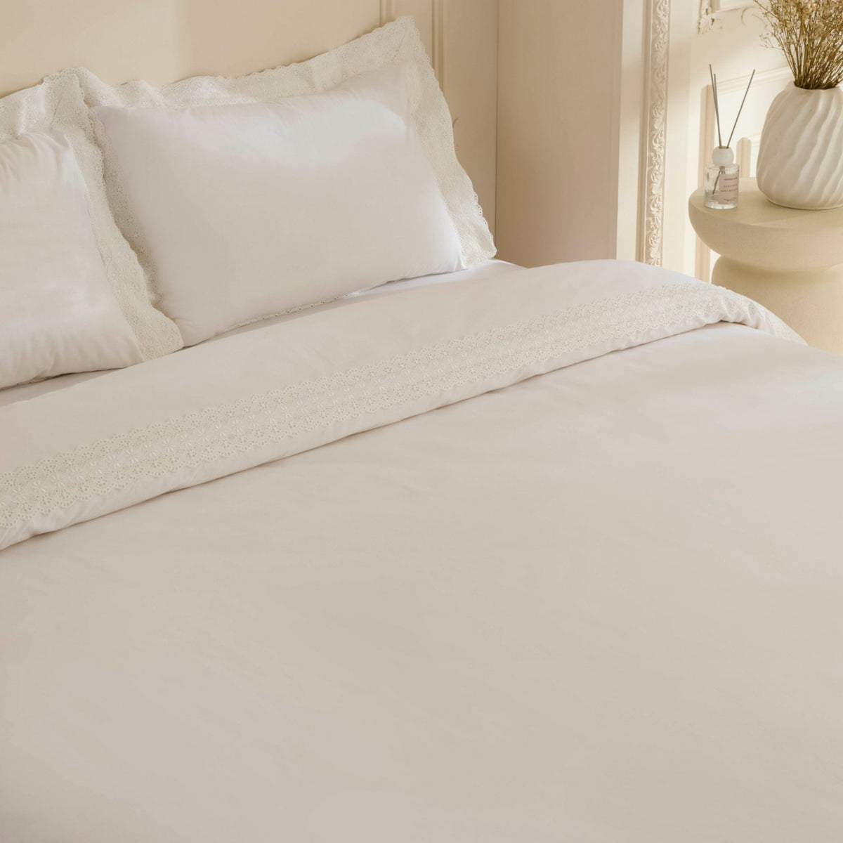 Karaca Home Eloras %100 Cotton Double Duvet Cover Set White - MALLTURK