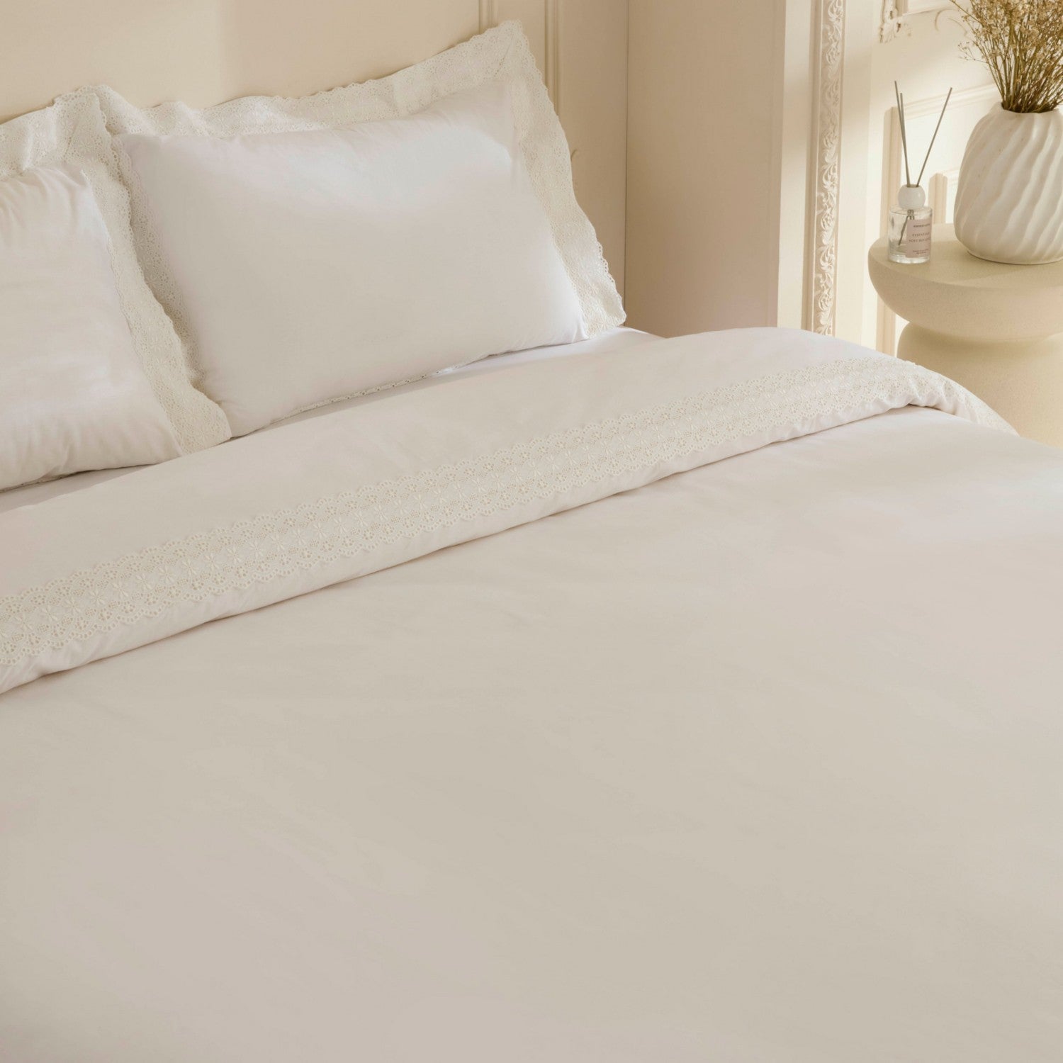 Karaca Home Eloras %100 Cotton Double Duvet Cover Set White - MALLTURK