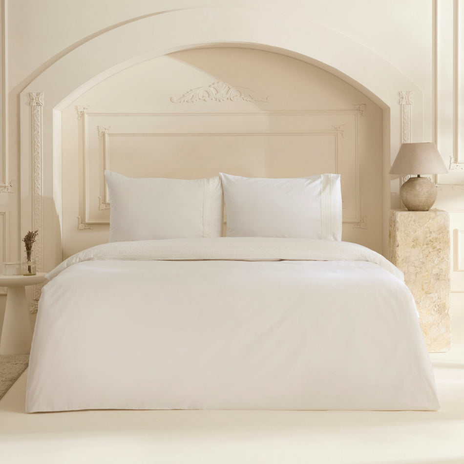 Karaca Home Lumier %100 Cotton Double Duvet Cover Set White - MALLTURK