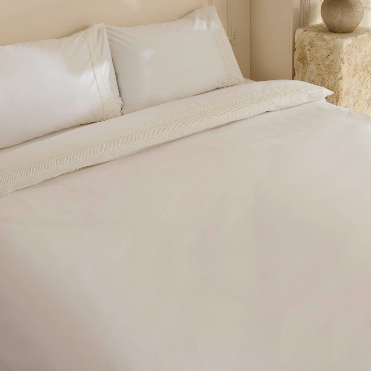 Karaca Home Lumier %100 Cotton Double Duvet Cover Set White - MALLTURK