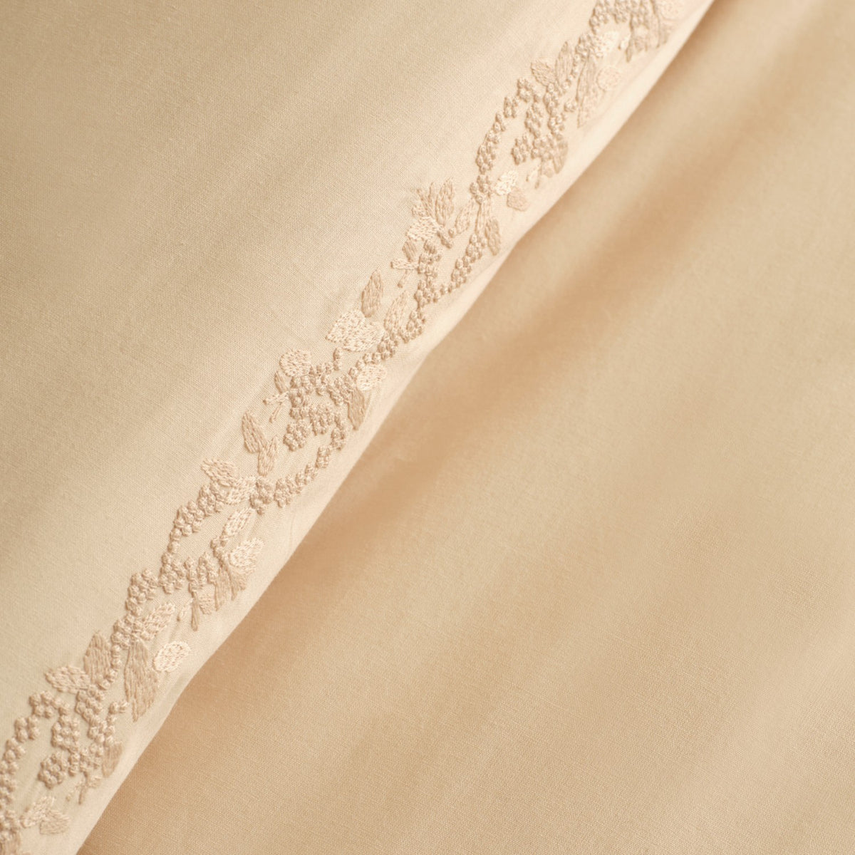 Karaca Home Cortez Embroidered Embroidered %100 Cotton Double Duvet Cover Set Beige - MALLTURK