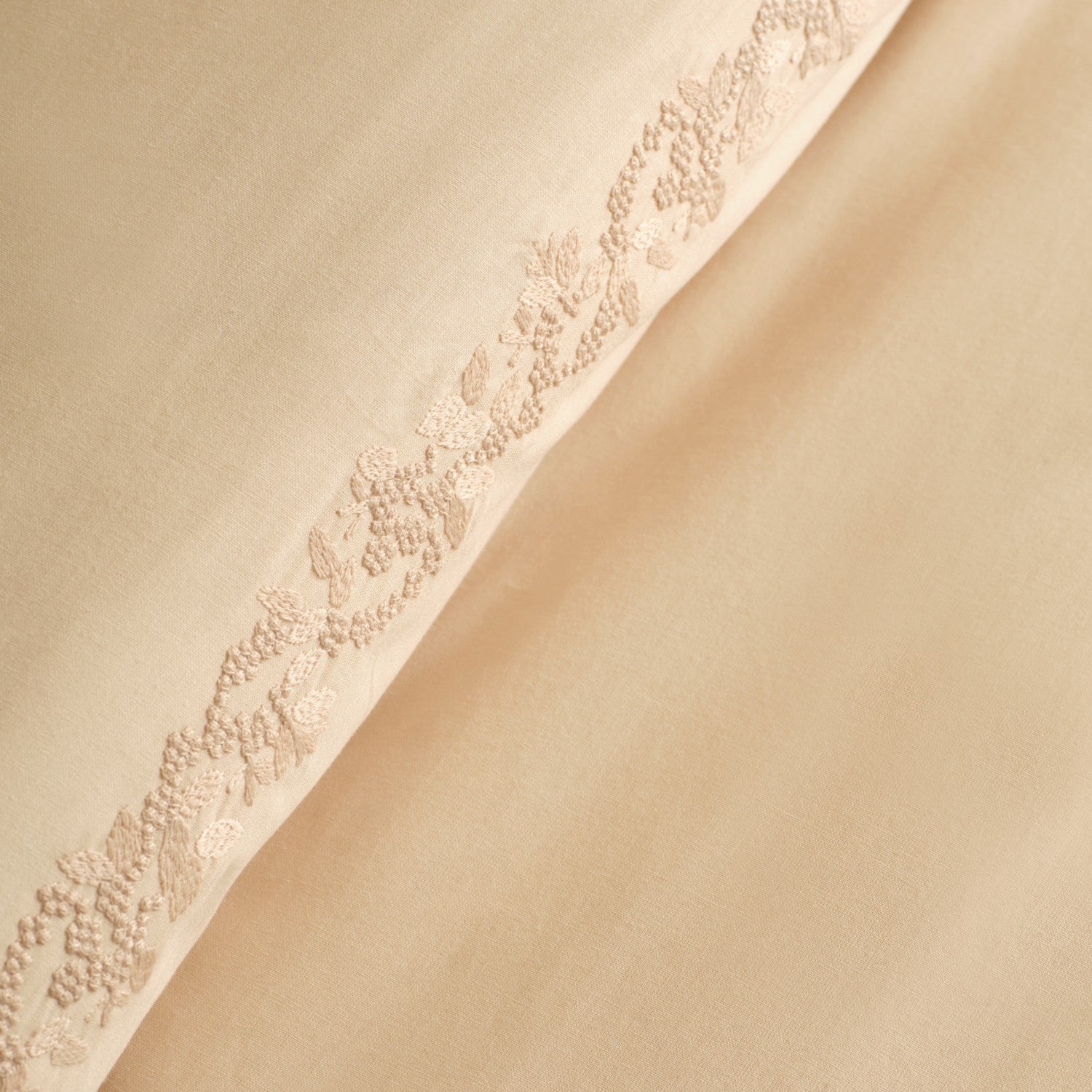 Karaca Home Cortez Embroidered Embroidered %100 Cotton Double Duvet Cover Set Beige - MALLTURK