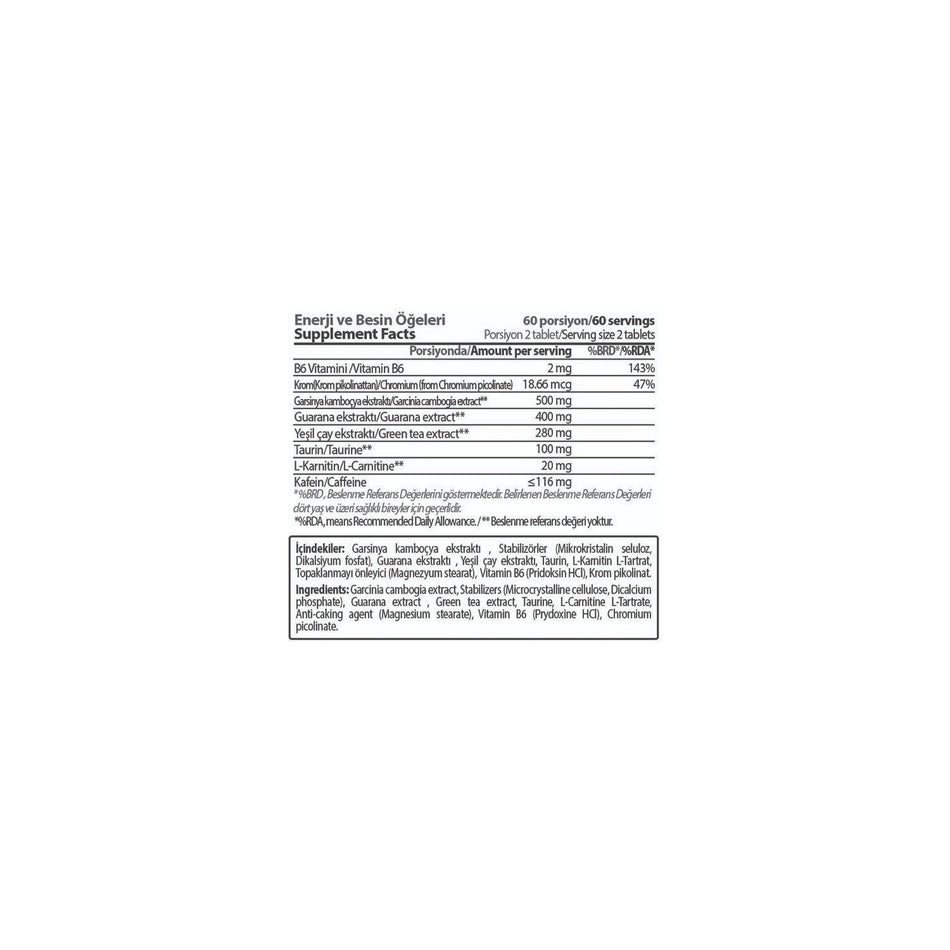 Hardline Nutrition Burner 120 Tablets: New Formula Containing Garcinia Camboca Extract and Guarana. - MALLTURK