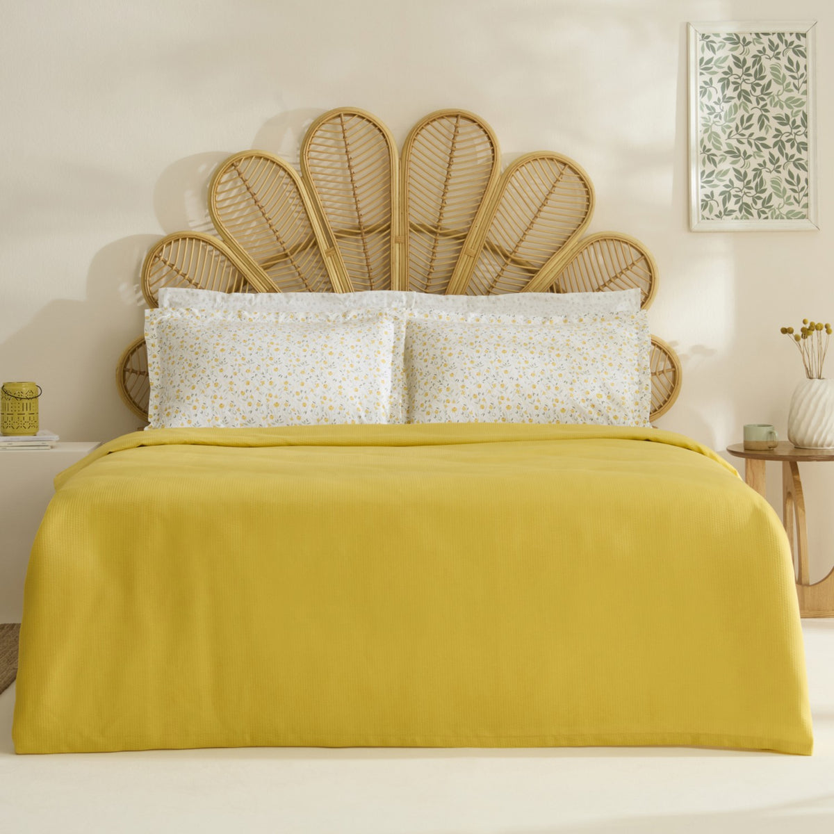 Karaca Home Lina Bamboo Double Bed Quilt Set Yellow - MALLTURK
