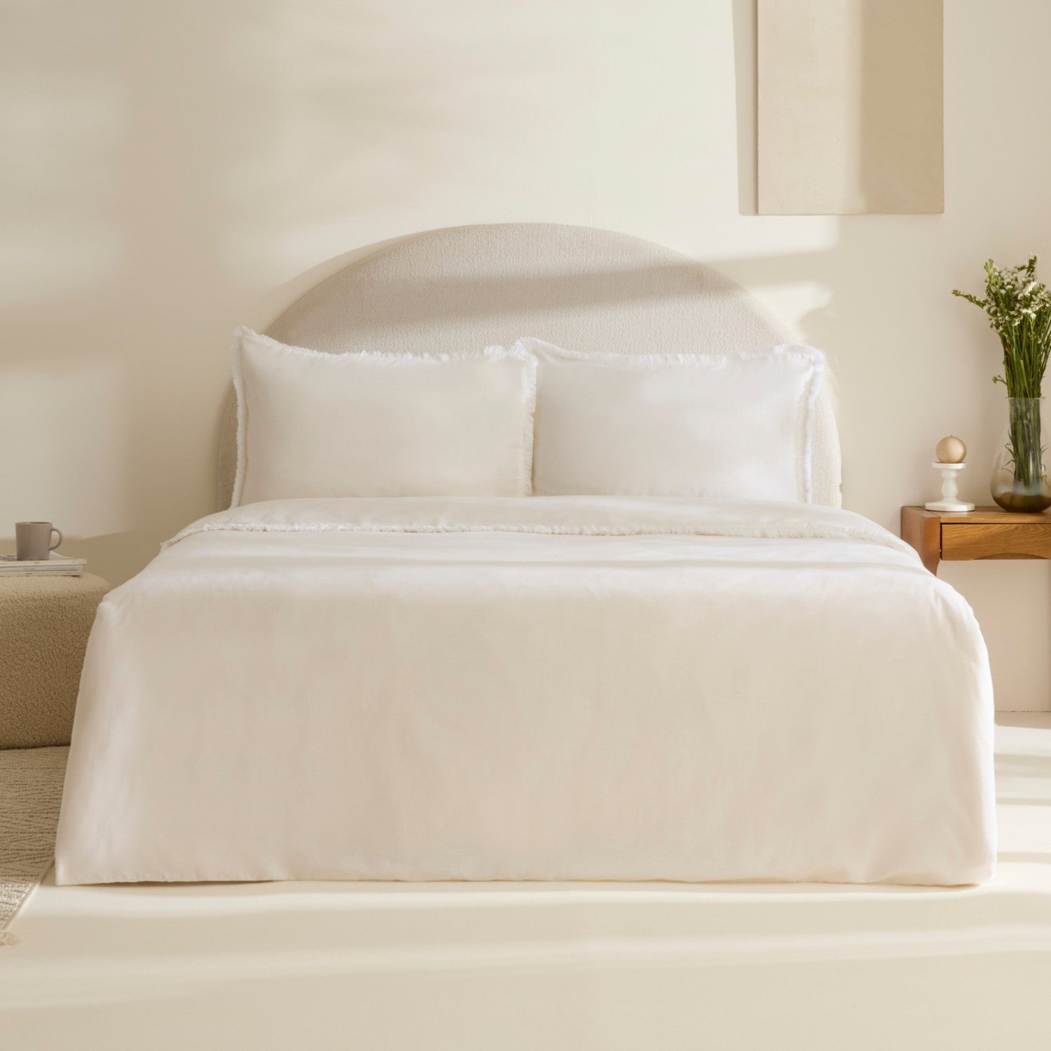 Karaca Home Ella Krep %100 Cotton Puskullu Double Duvet Cover Set White - MALLTURK
