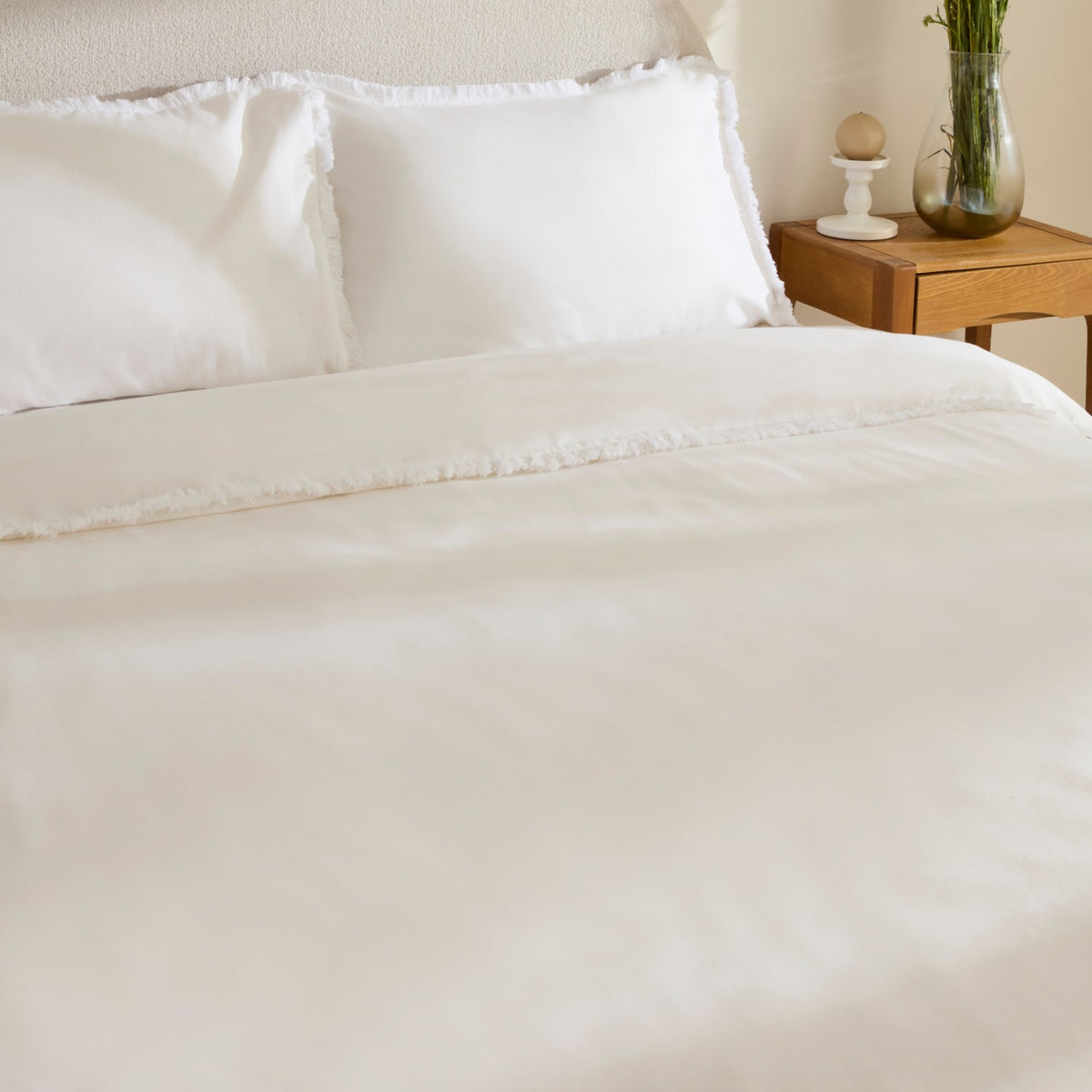 Karaca Home Ella Krep %100 Cotton Puskullu Double Duvet Cover Set White - MALLTURK