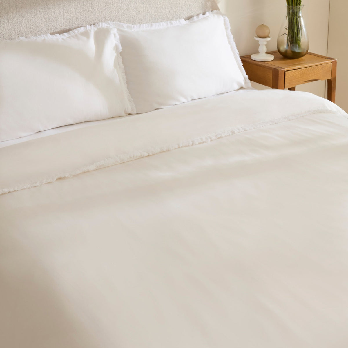 Karaca Home Ella Krep %100 Cotton Puskullu Double Duvet Cover Set White - MALLTURK