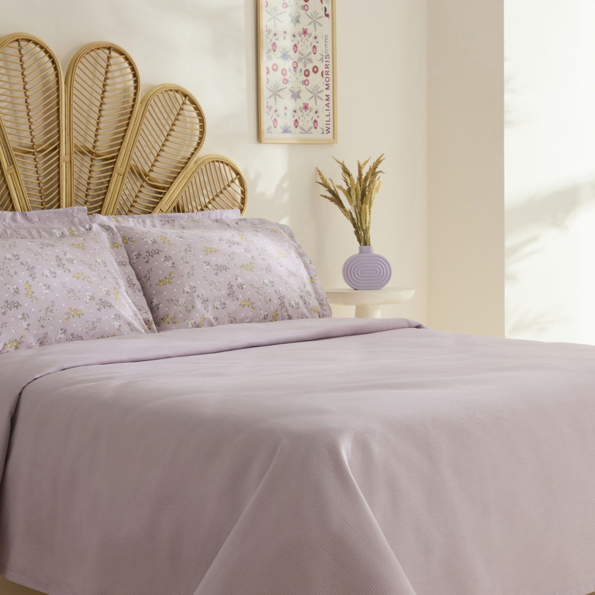 Karaca Home Noa Light Plum Bamboo Double Bed Quilt Set 200x220 cm (2 Pieces) Pillowcases - MALLTURK