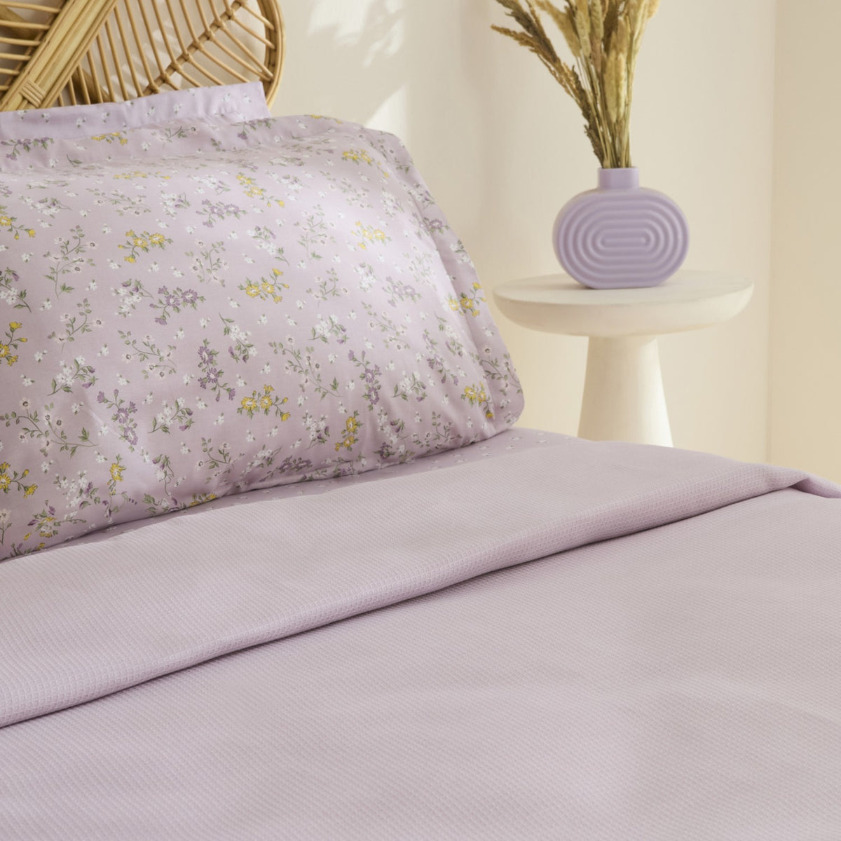Karaca Home Noa Light Plum Bamboo Double Bed Quilt Set 200x220 cm (2 Pieces) Pillowcases - MALLTURK