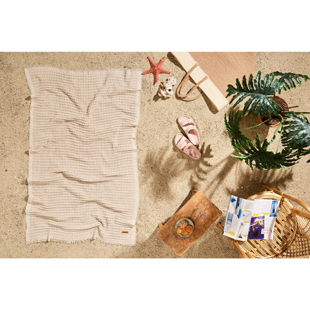 Ozdilek Waffle Beach Towel 70X140 cm Beige - MALLTURK