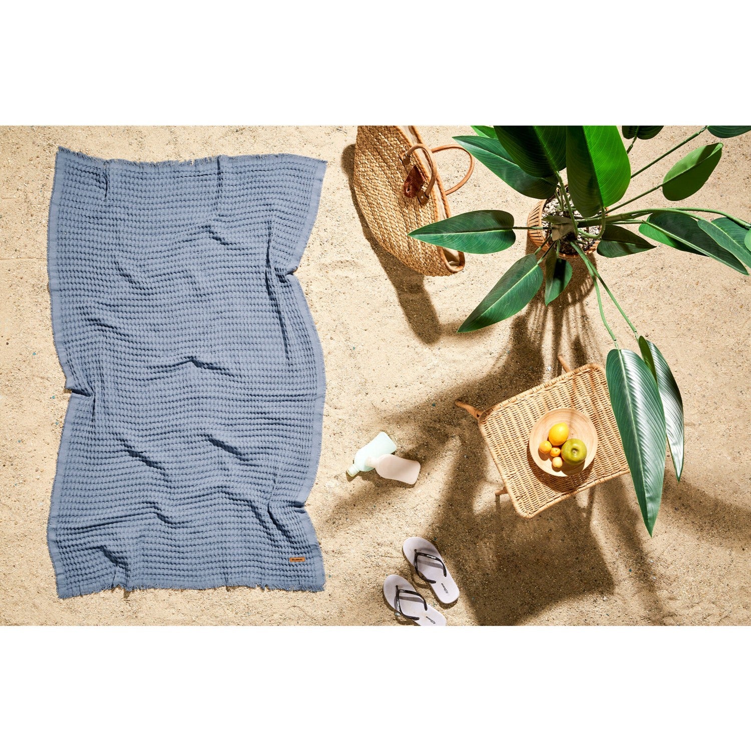 Ozdilek Waffle Beach Towel 70X140 cm Indigo - MALLTURK