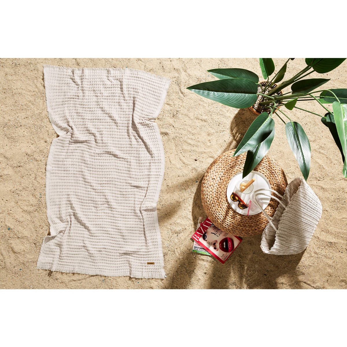 Ozdilek Waffle Beach Towel 70X140 cm Gray - MALLTURK