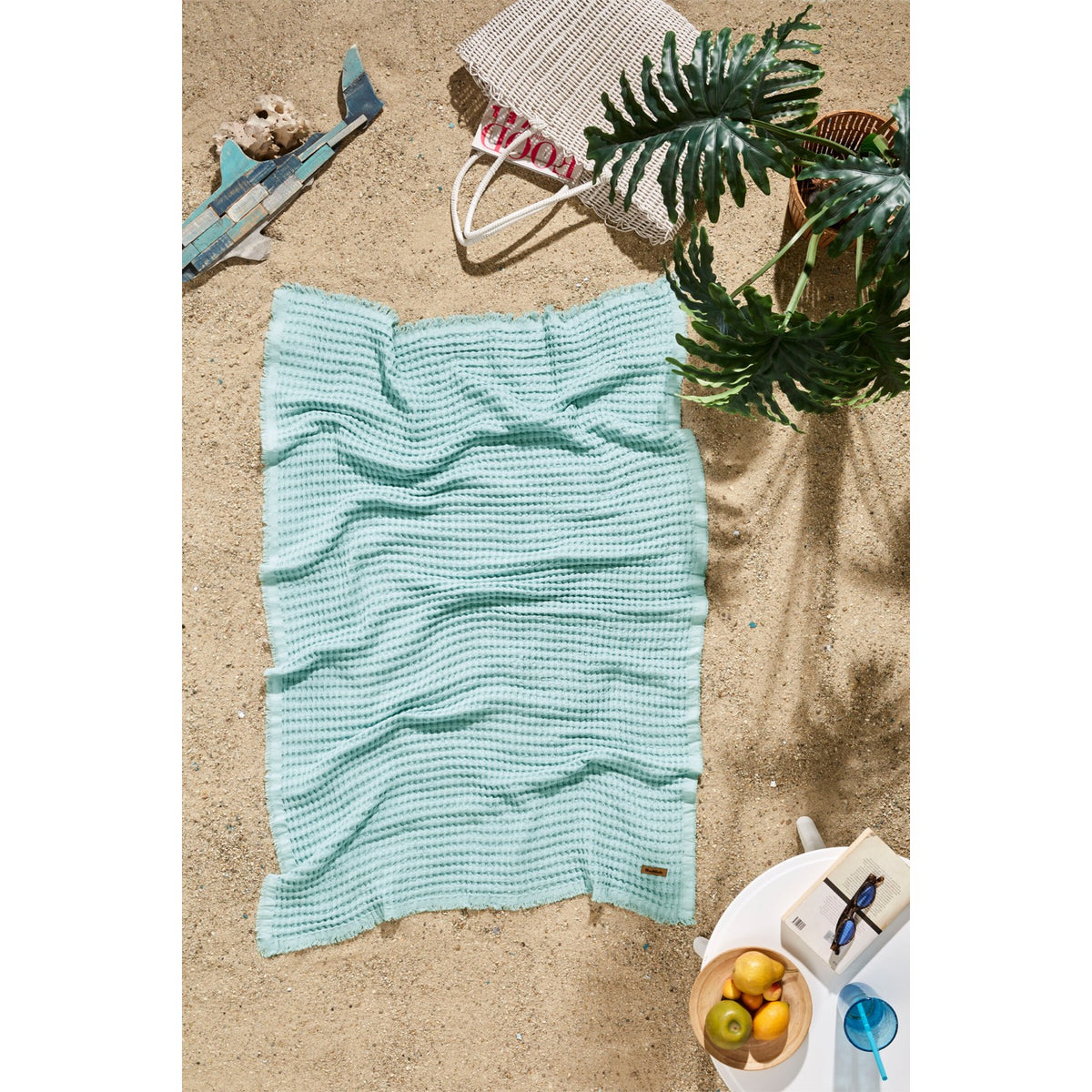 Ozdilek Waffle Beach Towel 70X140 cm Mint - MALLTURK