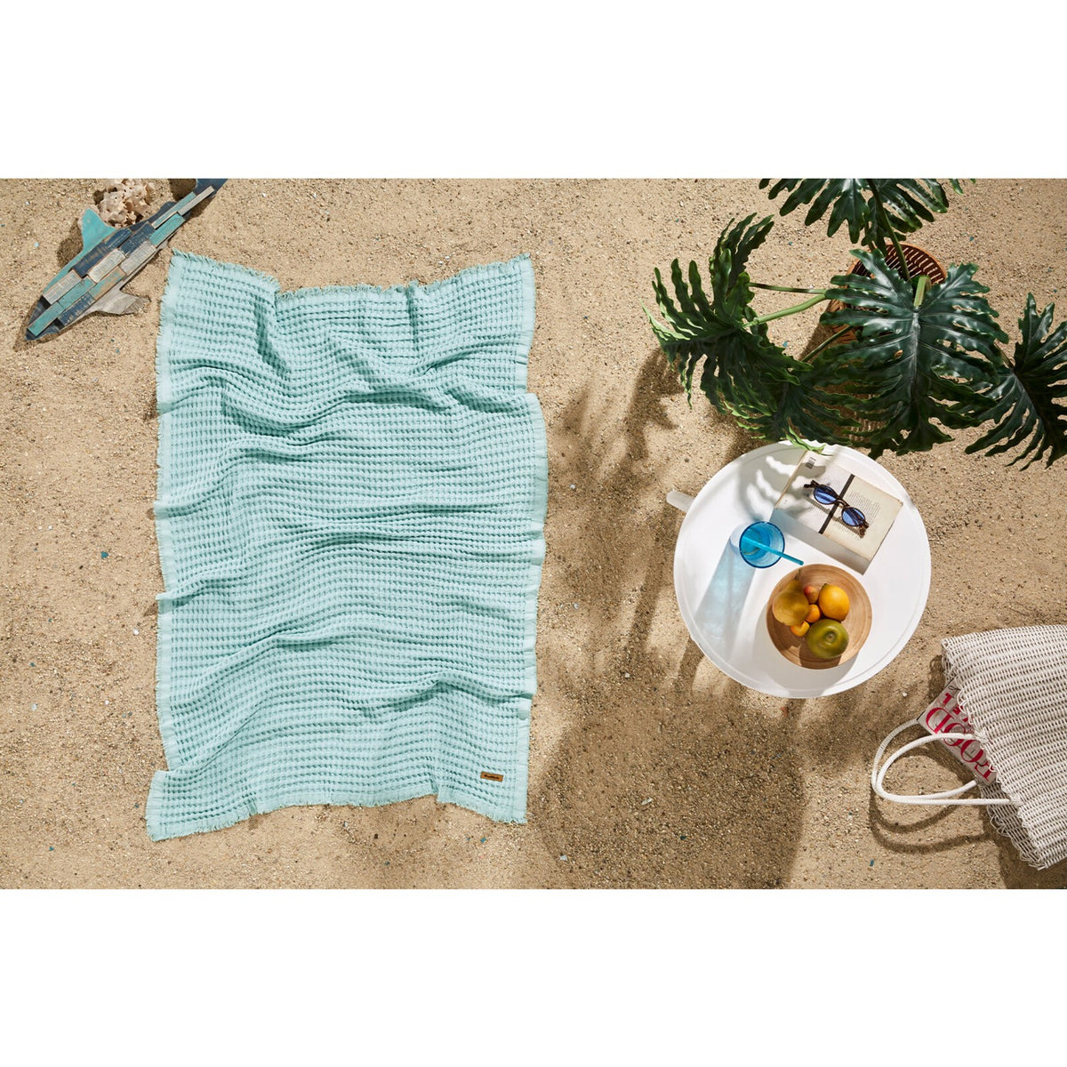 Ozdilek Waffle Beach Towel 70X140 cm Mint - MALLTURK