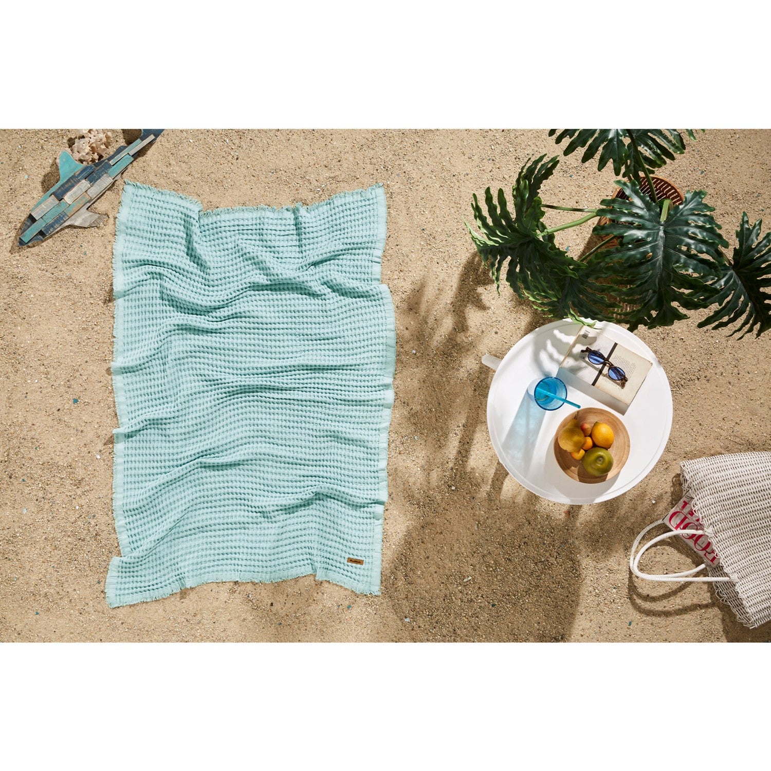 Ozdilek Waffle Beach Towel 70X140 cm Mint - MALLTURK