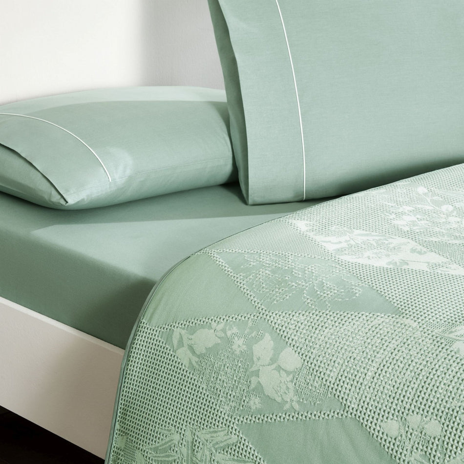 Tac Jacquard flava Single Pique Bedding Set Green - MALLTURK
