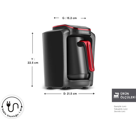 Karaca Hatir Neo Automatic Turkish Coffee Maker, Cranberry Red - MALLTURK