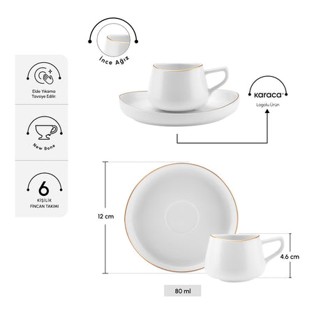 Karaca Hole Turkish Coffee Cup Set for 6, 80 ml - MALLTURK
