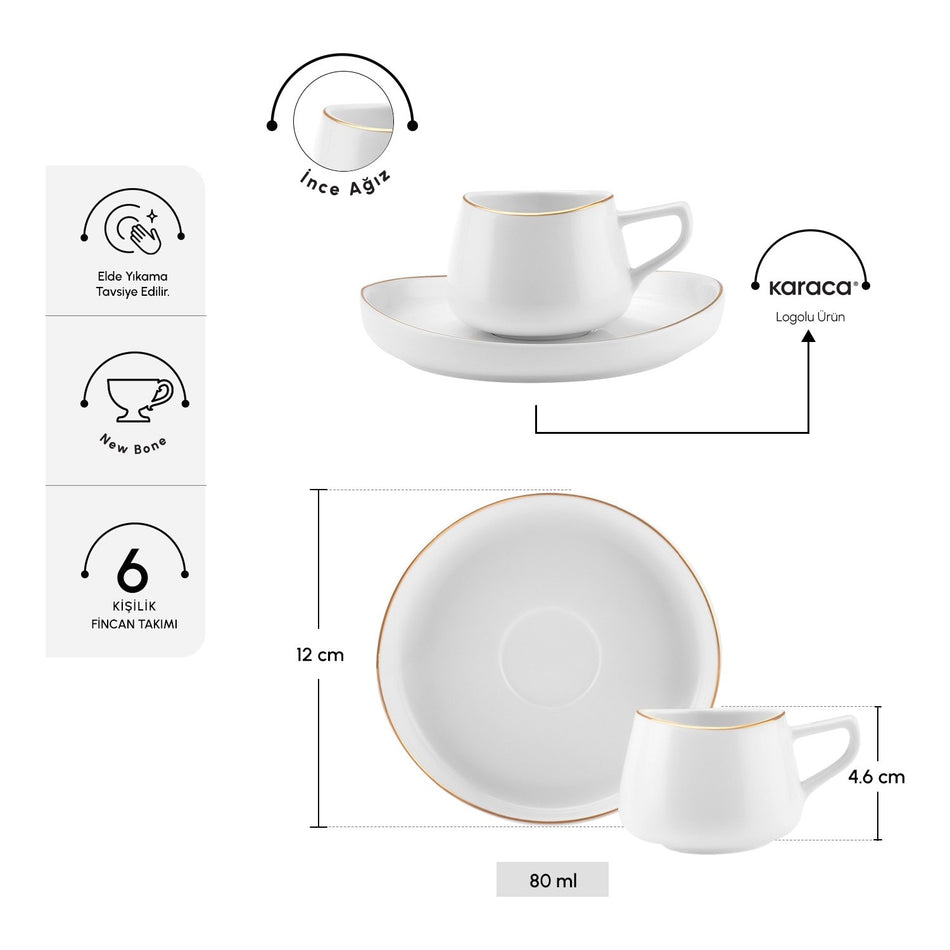 Karaca Hole Turkish Coffee Cup Set for 6, 80 ml - MALLTURK