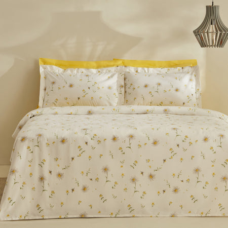 Karaca Home Emma Single Pike Set, 100% Cotton, Yellow Patterned, 3 Pieces - MALLTURK