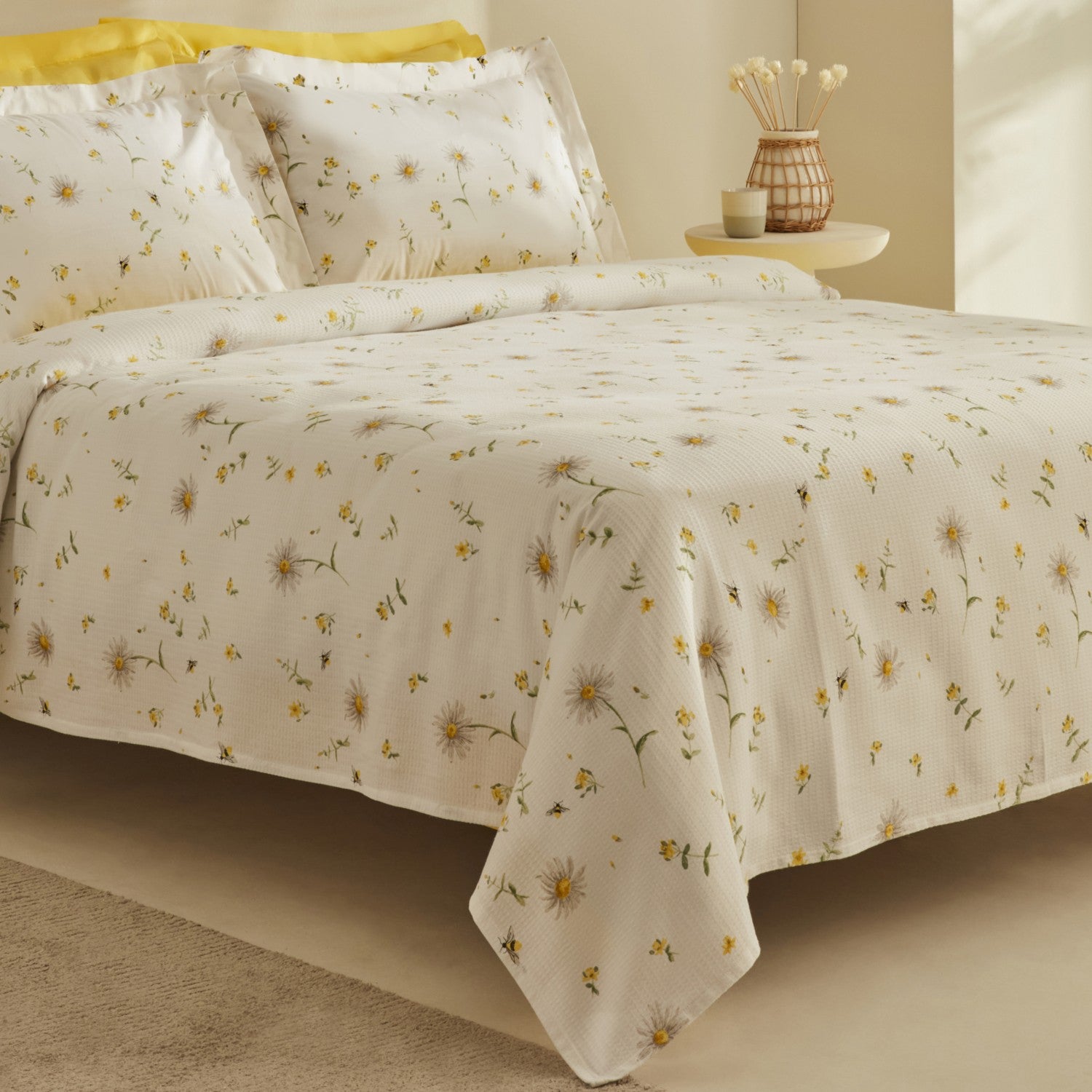 Karaca Home Emma Single Pike Set, 100% Cotton, Yellow Patterned, 3 Pieces - MALLTURK