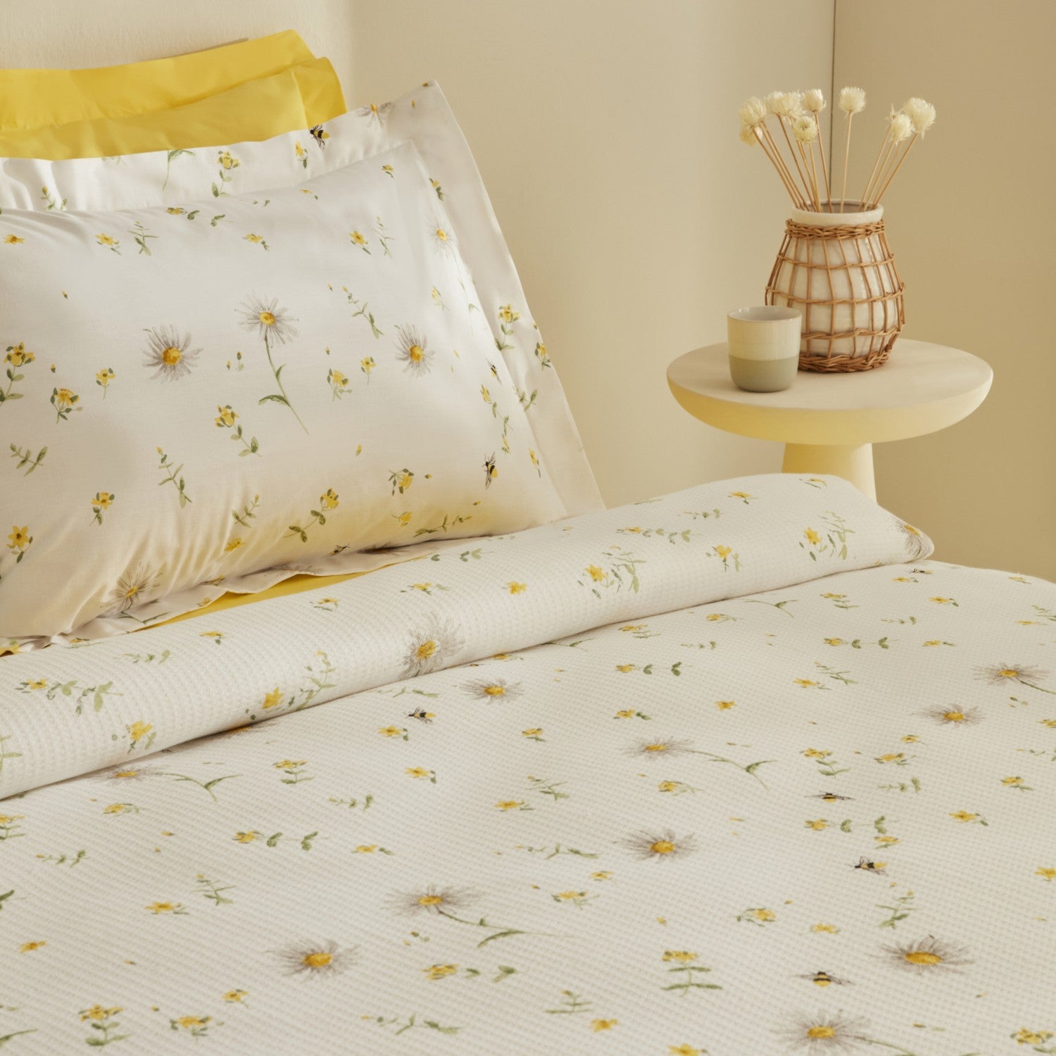Karaca Home Emma Single Pike Set, 100% Cotton, Yellow Patterned, 3 Pieces - MALLTURK