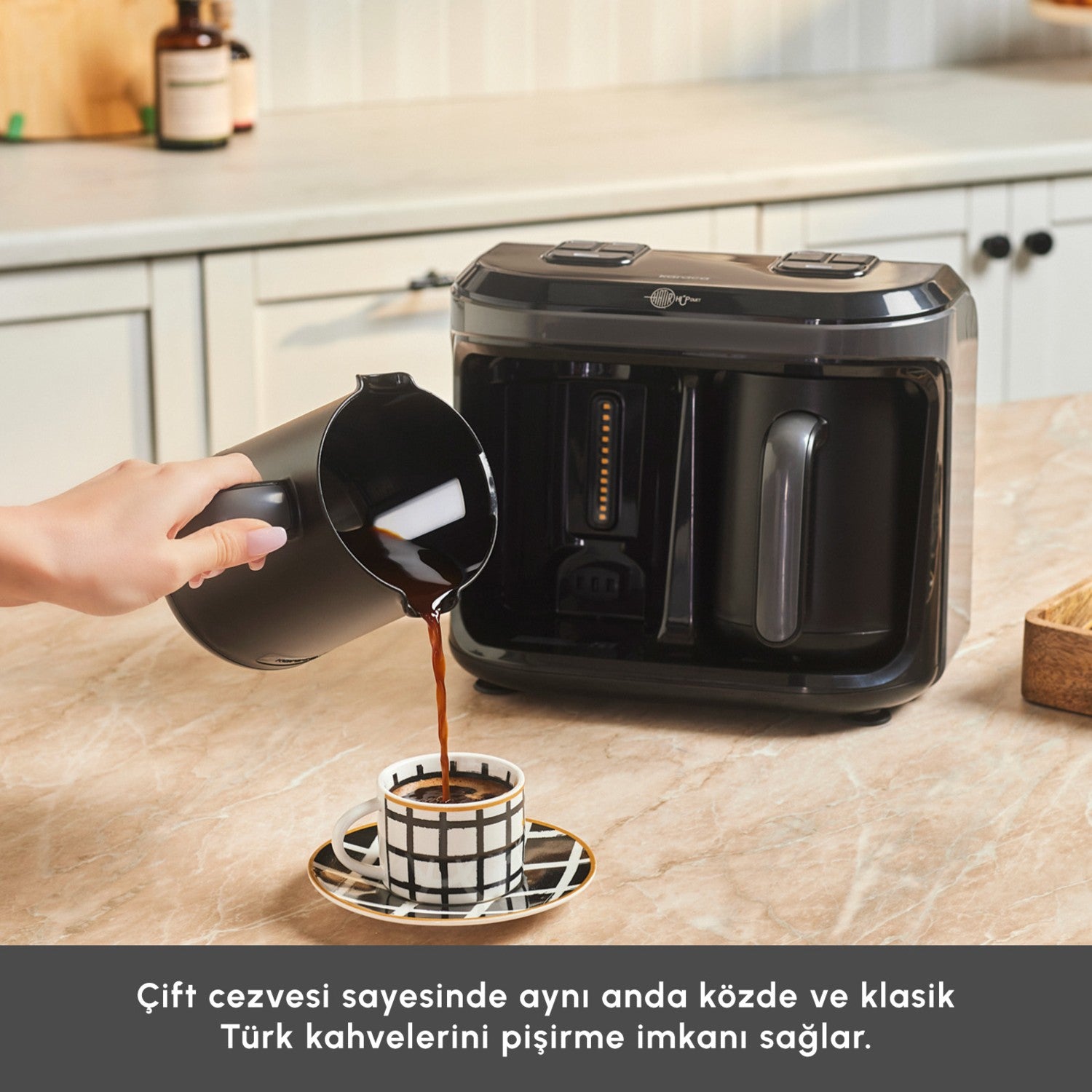 Karaca Hatir Hup Duet Aroma Turkish Coffee Maker, Space Gray, 10-Cup Capacity - MALLTURK