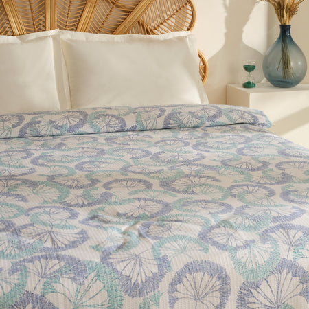 Karaca Home Almyra 100% Cotton Single Bedspread, Blue - MALLTURK