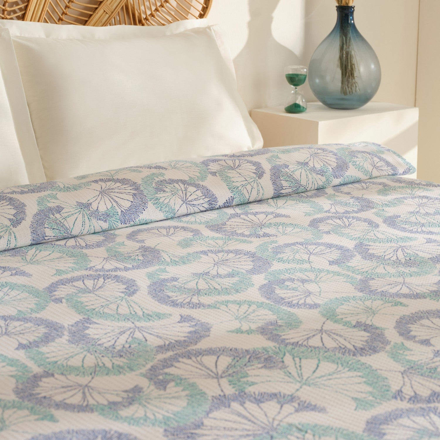 Karaca Home Almyra 100% Cotton Double Single Quilted Blanket Blue - MALLTURK