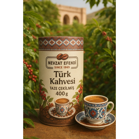Nevzat Efendi Turkish Coffee 400g – Brazilian Origin, Additive-Free, Double Roasted - MALLTURK