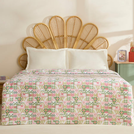 Karaca Home Tamina 100% Cotton Double Single Quilted Blanket, Rose Pink - MALLTURK