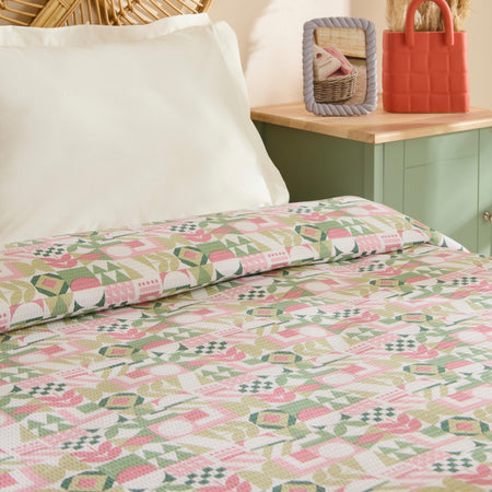 Karaca Home Tamina 100% Cotton Double Single Quilted Blanket, Rose Pink - MALLTURK