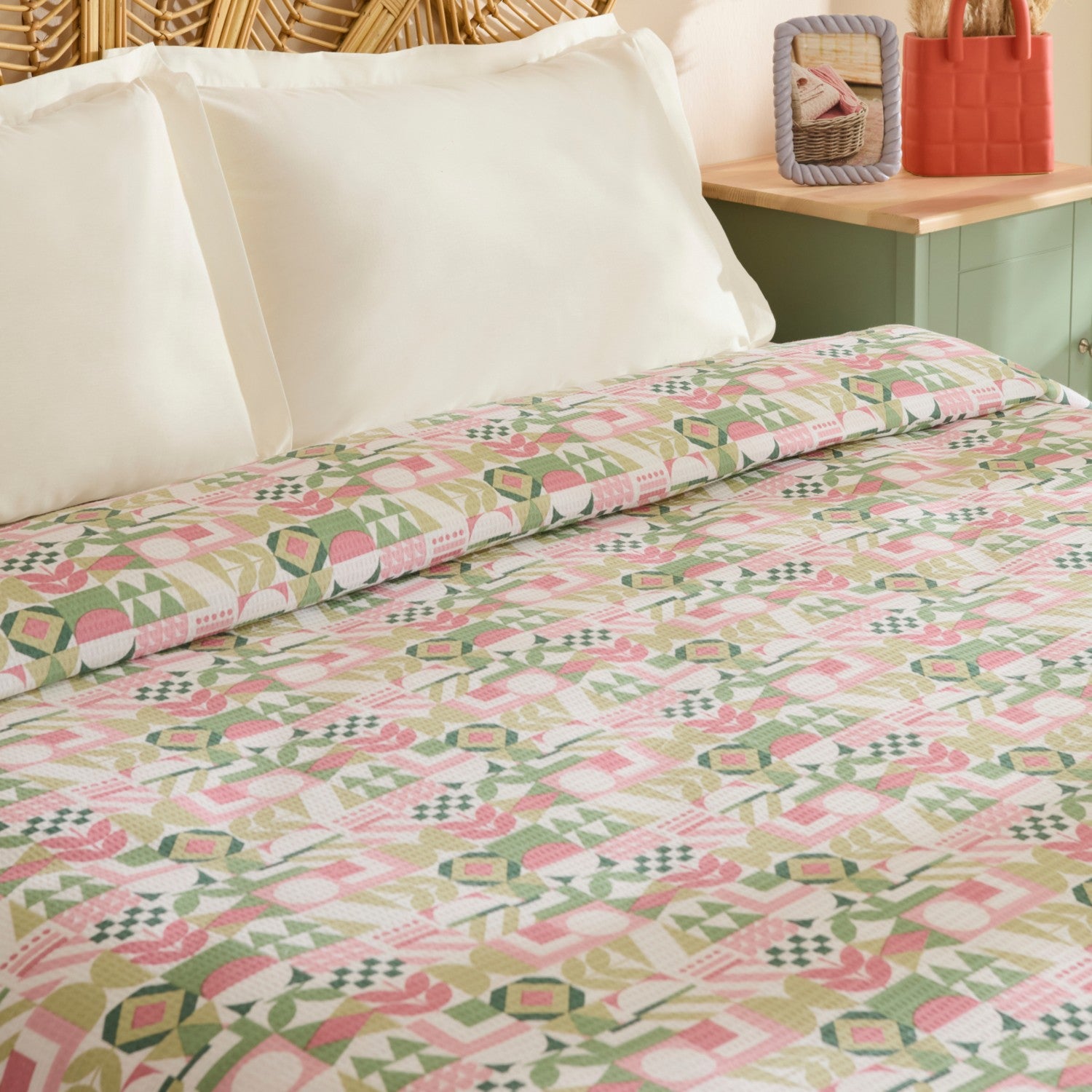 Karaca Home Tamina 100% Cotton Double Single Quilted Blanket, Rose Pink - MALLTURK