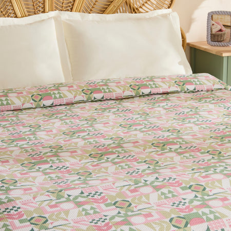 Karaca Home Tamina 100% Cotton Single Bedspread, Rose Pink - MALLTURK