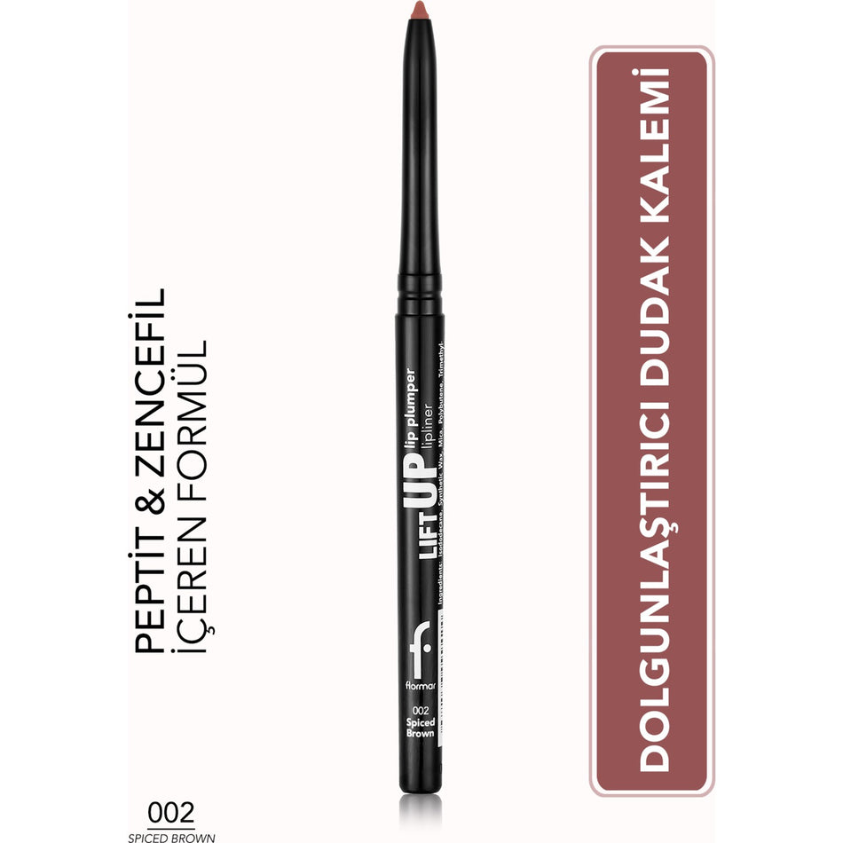 Flormar Lift Up Lip Plumper Lipliner Plumping & Long-Lasting Lip Pencil (002 Spiced Brown) 8682536099431