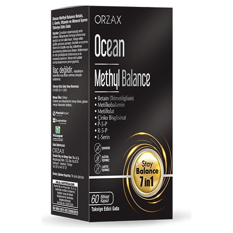Orzax Ocean Methyl Balance 60 Capsule Energy Support Betain Metilkobalamin Metilfolat Icerir - MALLTURK