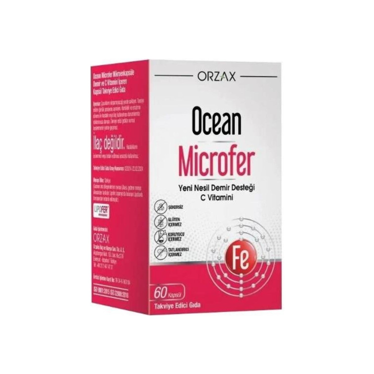 Orzax Ocean Microfer 60 Capsule Yeni Nesil Iron Support and C Vitamin with Dietary Supplement - MALLTURK