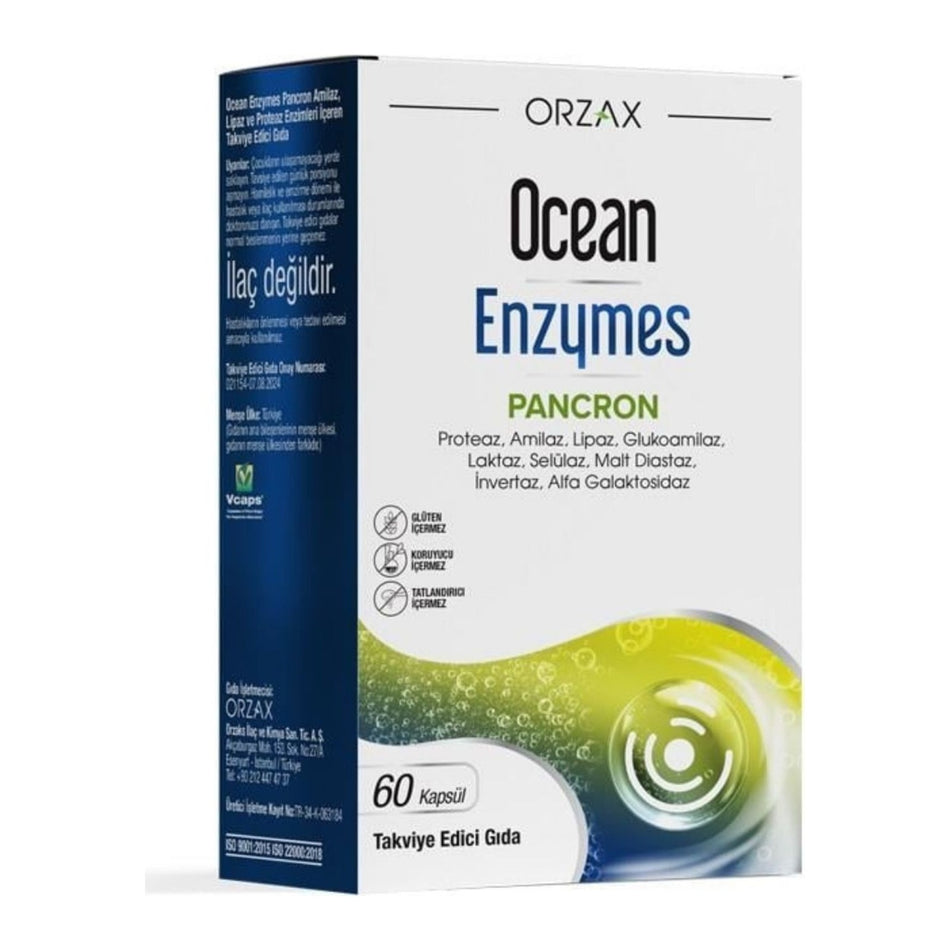 Orzax Ocean Enzymes Pancron 60 Capsule Sindirim Support Icin Ozel Formul Turkey Origin - MALLTURK